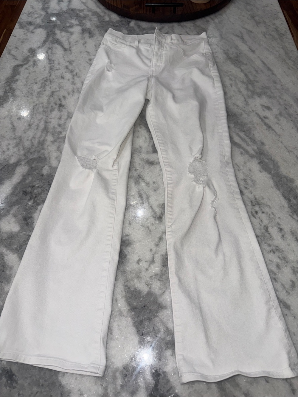 Express White Distressed Boot Cut Jeans - Picture 1 of 3